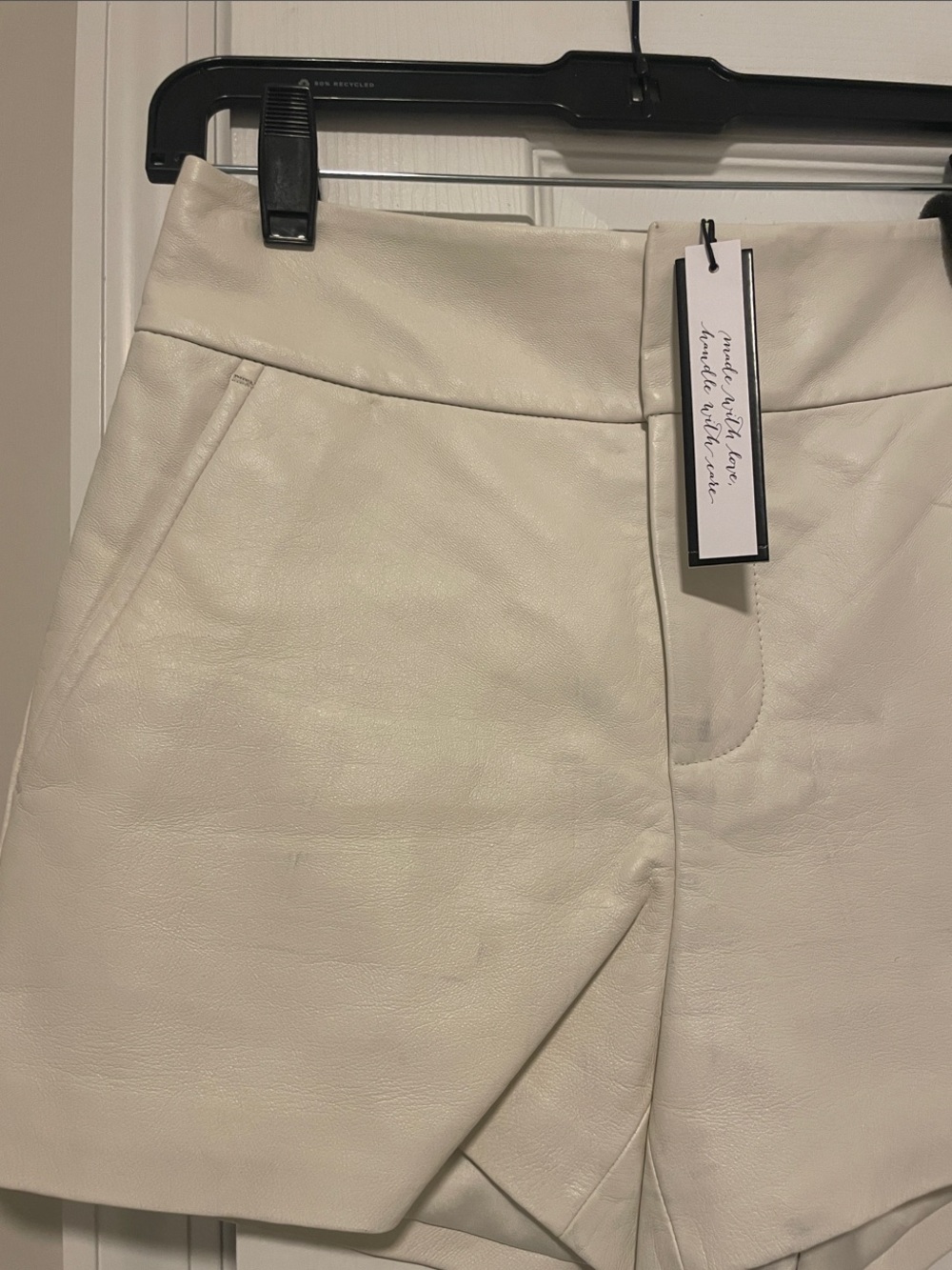 Alice + Olivia Cady White Leather Shorts - Picture 7 of 10